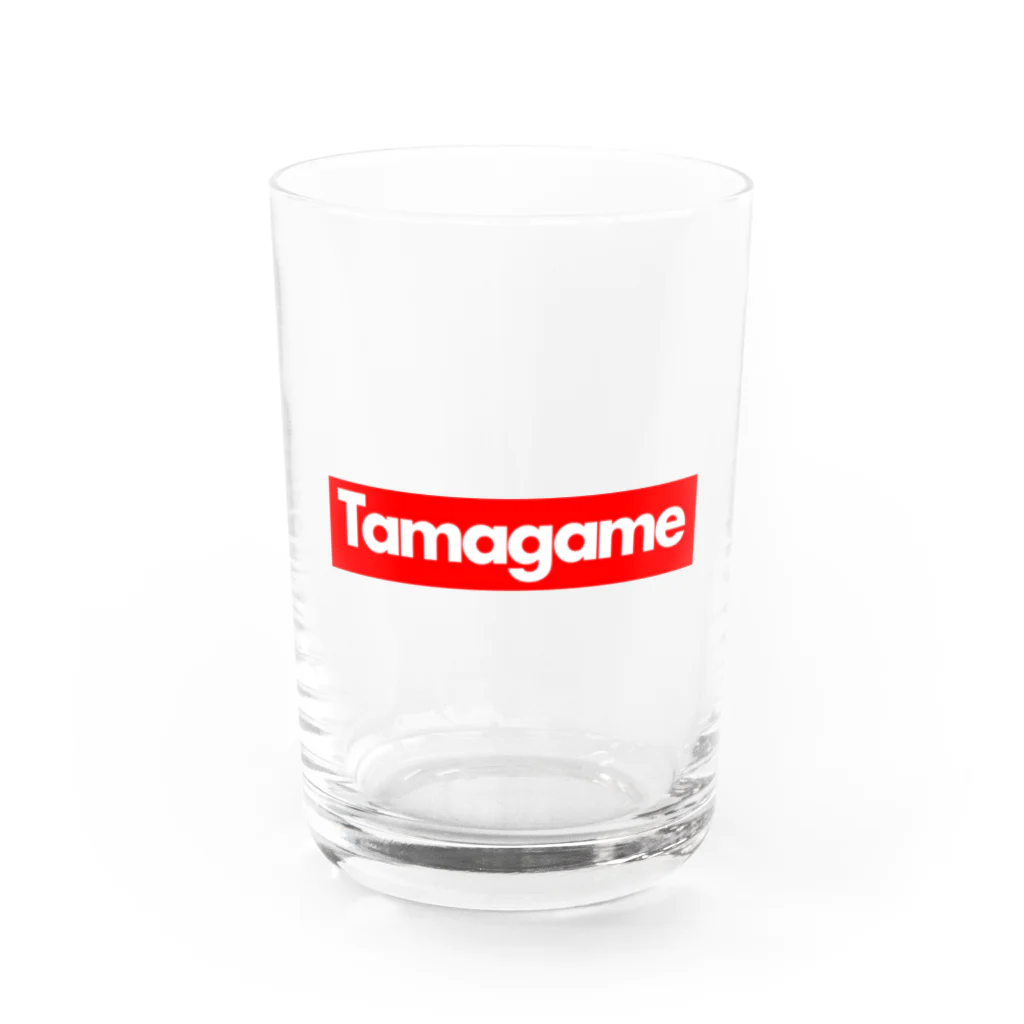 tamagame777のtamagameボックスロゴ赤 Water Glass :front