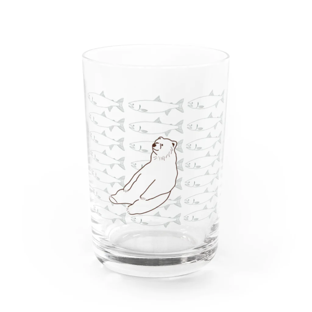 お腹すいたの鮭のことを考える熊 Water Glass :front