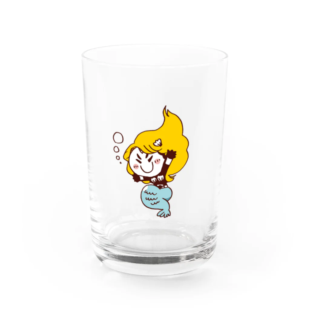 エガオーピンクのsuzuriショップのエガオー人魚さん Water Glass :front