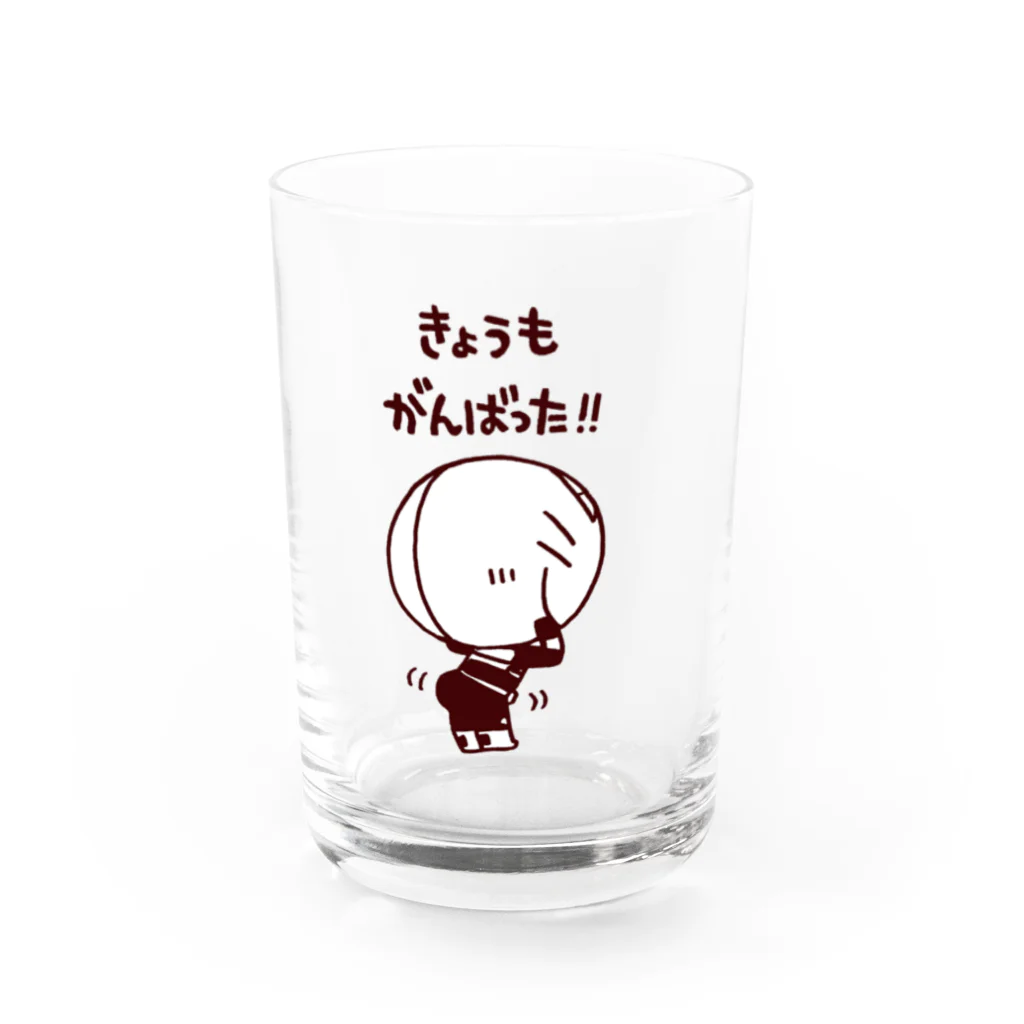 エガオーピンクのsuzuriショップの今日もがんばった！ Water Glass :front