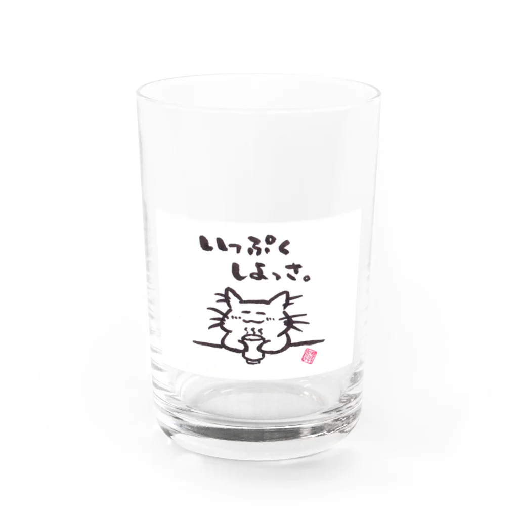ｼｮｶ(=ФωФ=)ﾈｺのお店 SUZURI支店のひまんがCat(いっぷく) Water Glass :front