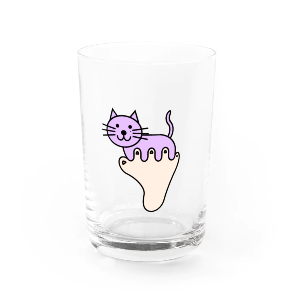 クアッカワラビーくんの日常＆あしゆびふれんず公式グッズのあしゆびねこ Water Glass :front