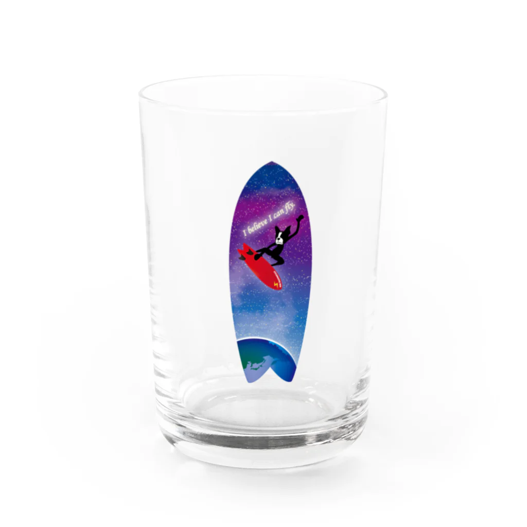 Hustle Hockeyのボストンテリア サーフ I Believe I can fly Water Glass :front