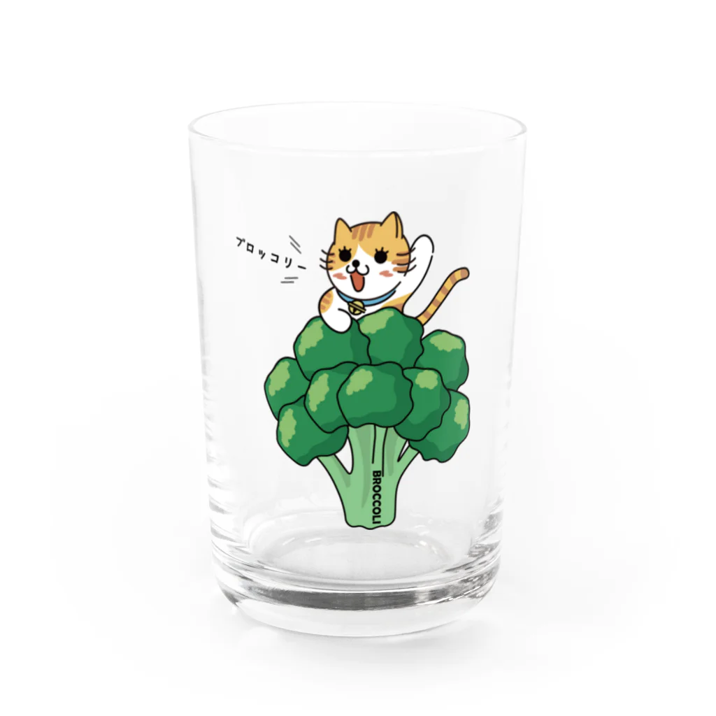 楽猫楽描しげ屋のブロッコリーにゃんこ Water Glass :front