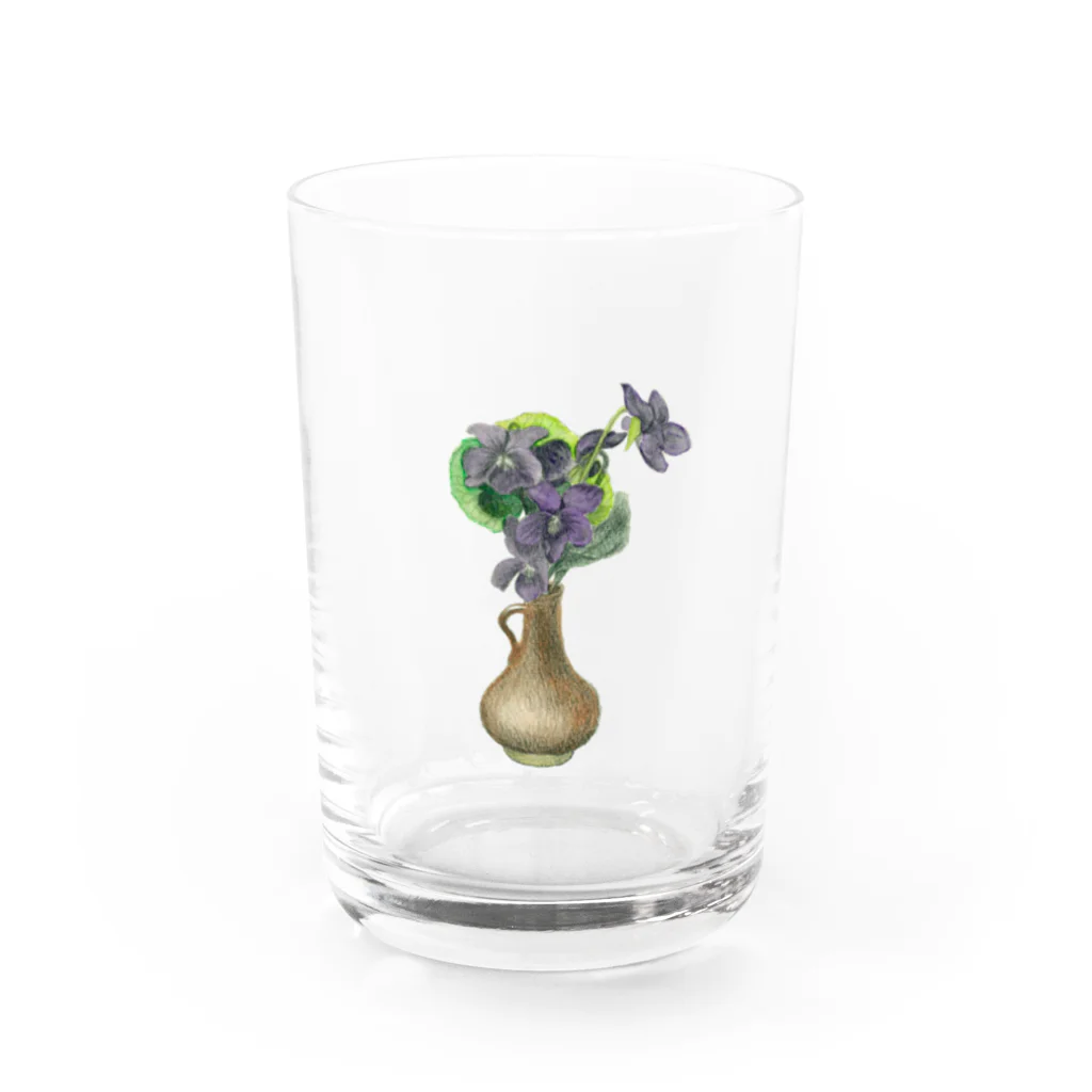 暗国の杜　SUZURI支店のスミレの小瓶 Water Glass :front