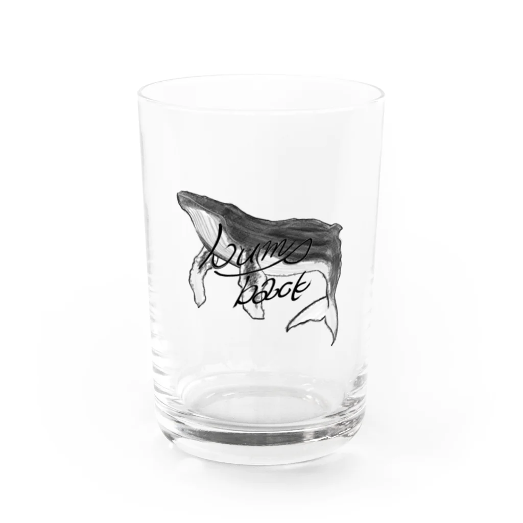 碧そよぐなぜか閉店しない服屋のhunp back whale モノクロ Water Glass :front