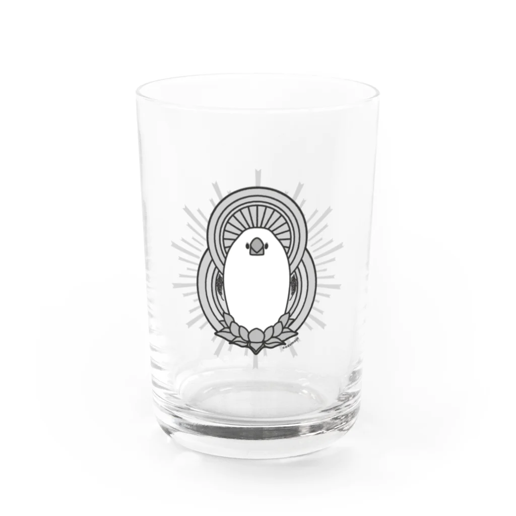 オズマジョの文かみ様（モノクロ） Water Glass :front