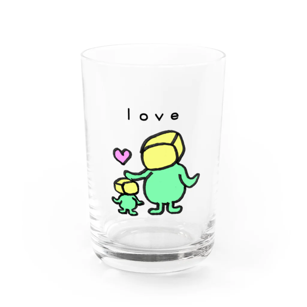 かくたろう Kakutaro cubemanのちょいメタ 角太郎 Kakutaro【love】 Water Glass :front