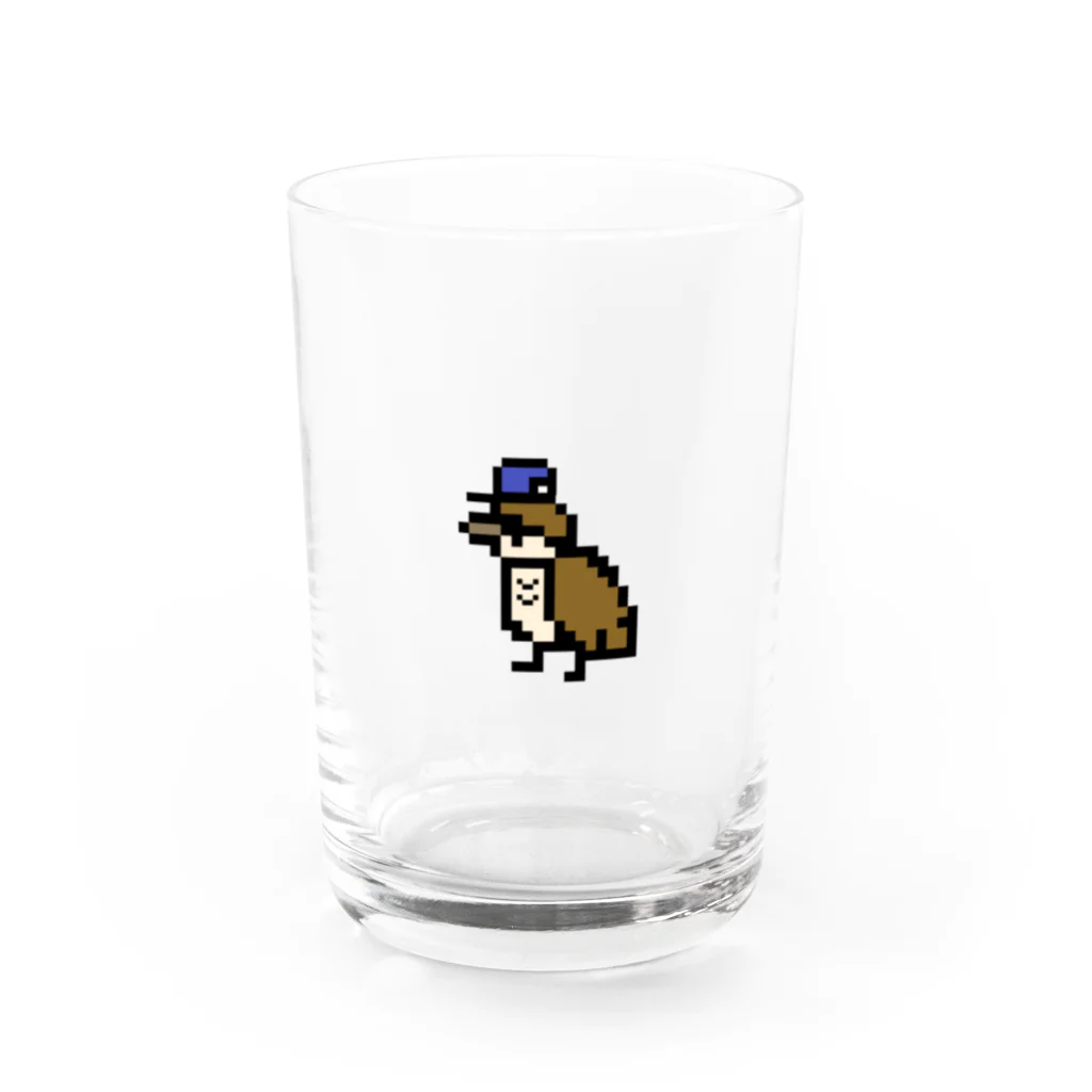 みたにんのドット絵の雀（キャップ） Water Glass :front