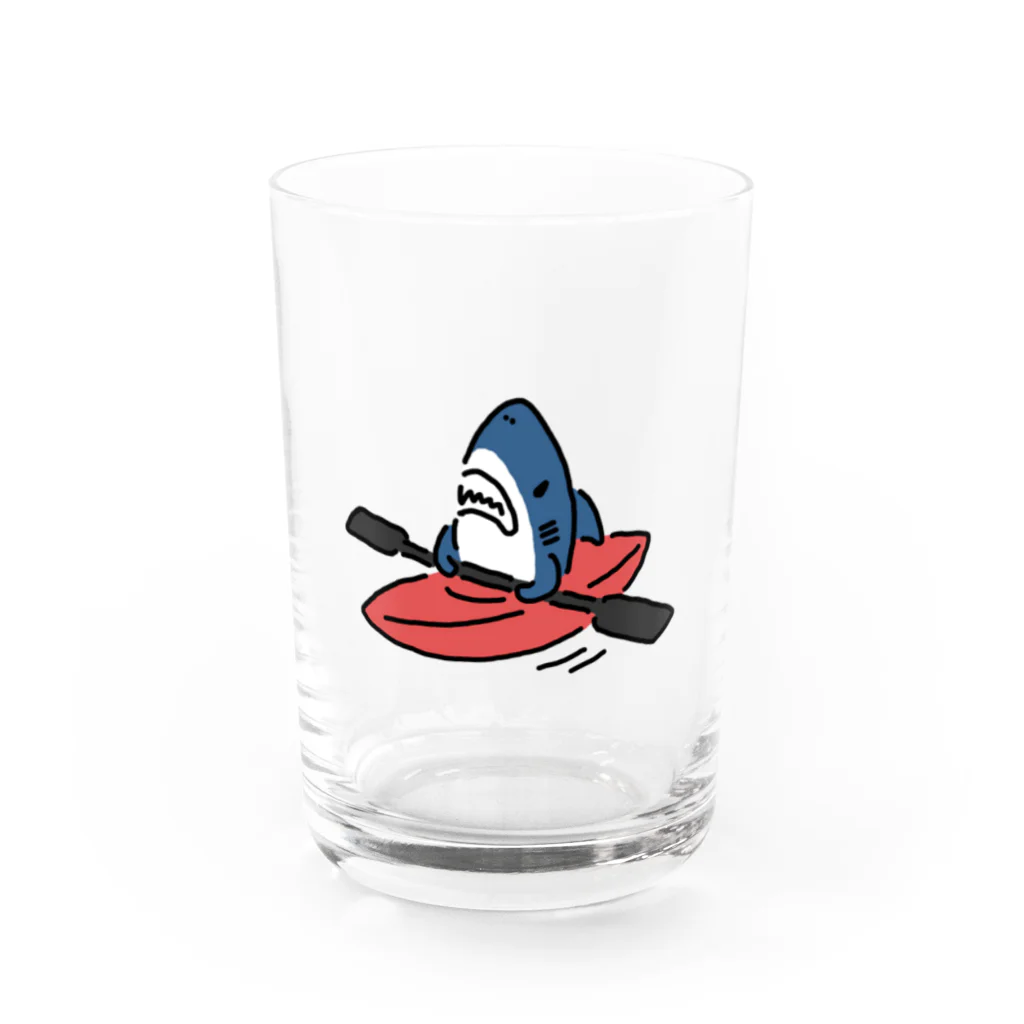 サメ わりとおもいのカヤックに乗るサメ Water Glass :front