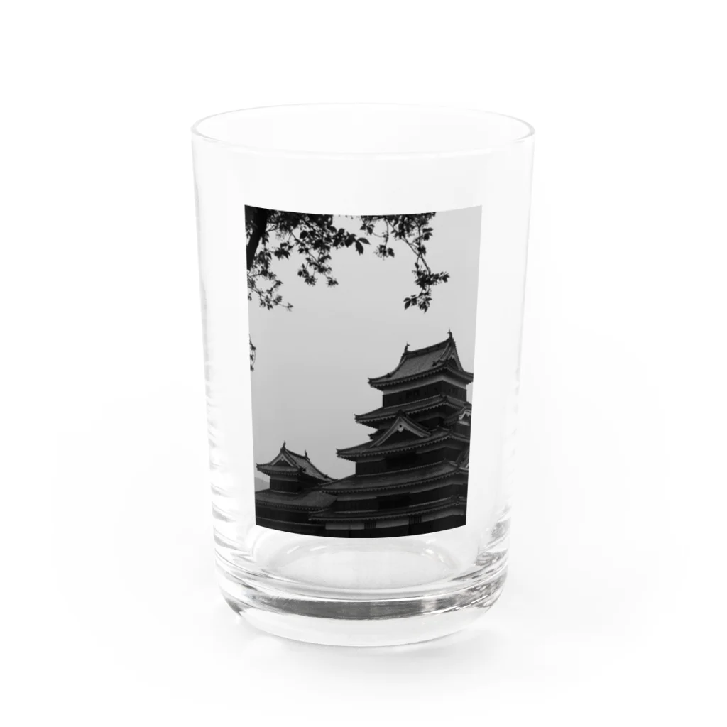 サンセットの松本城 Water Glass :front