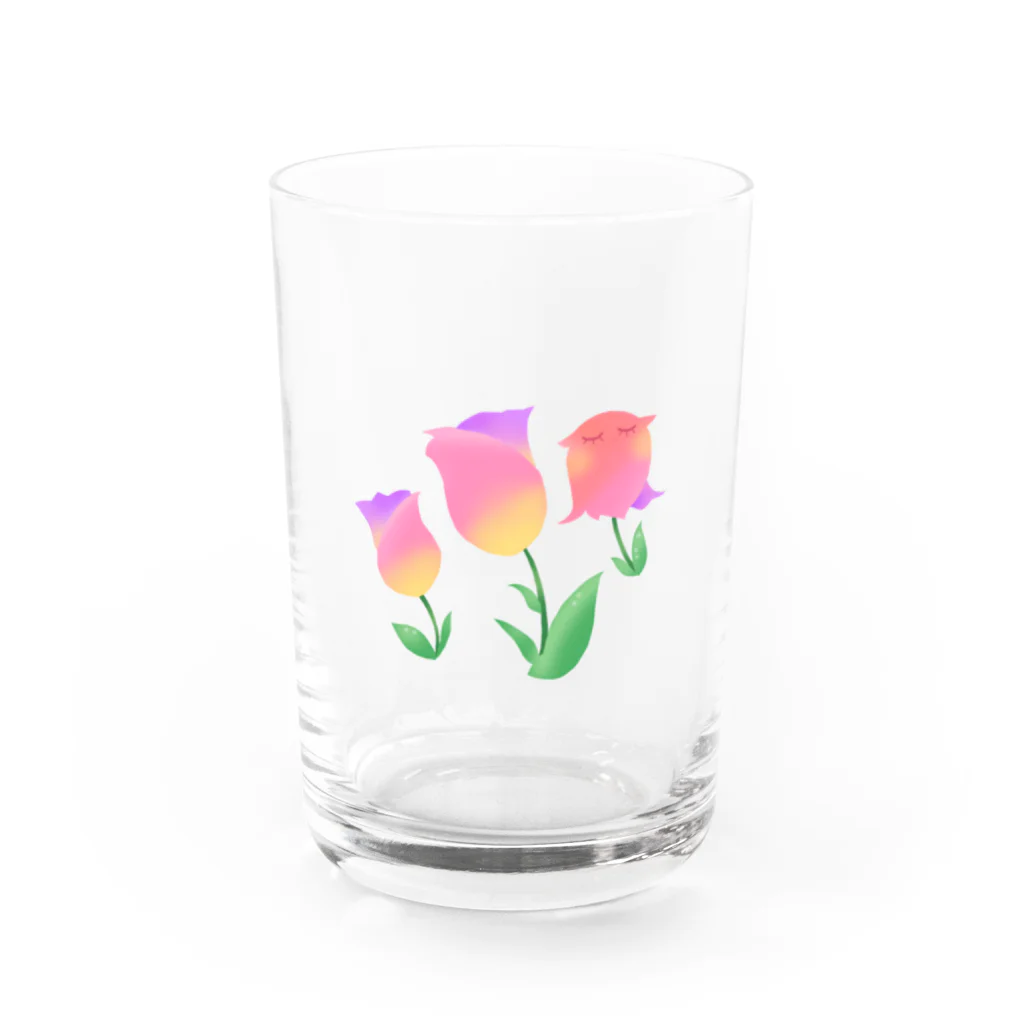 リリラレのスパンコール🌷チューリップ Water Glass :front