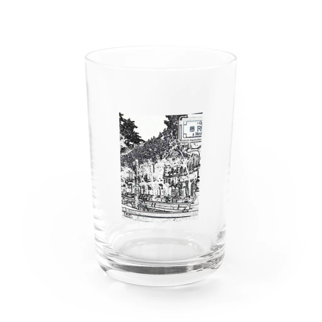 モモンヌの洋服屋さんのブダペスト地下鉄　線画 Water Glass :front