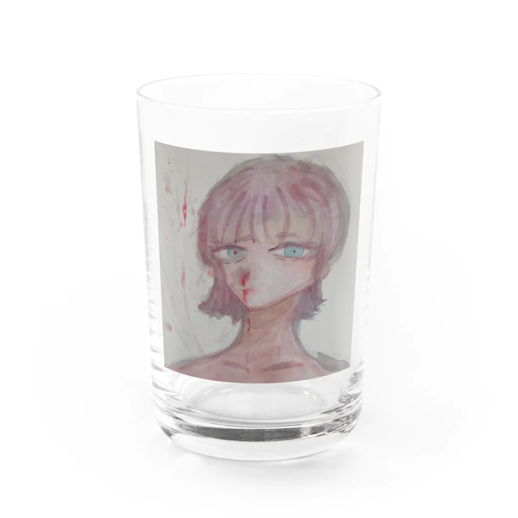 しゃもねこのエモい鼻血ちゃん Water Glass :front