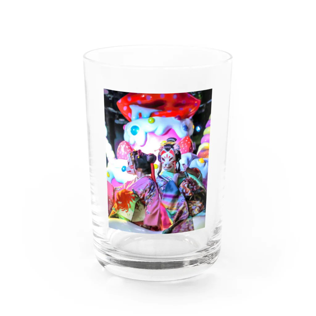 友光花魁のカラフルお狐花魁 Water Glass :front