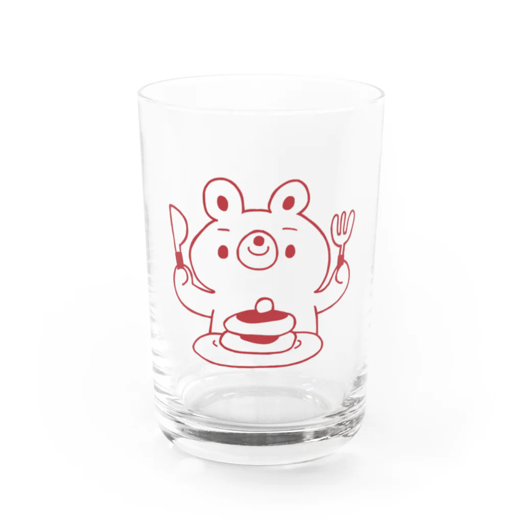 ラッタ工房のクマとパンケーキ(アカ) Water Glass :front