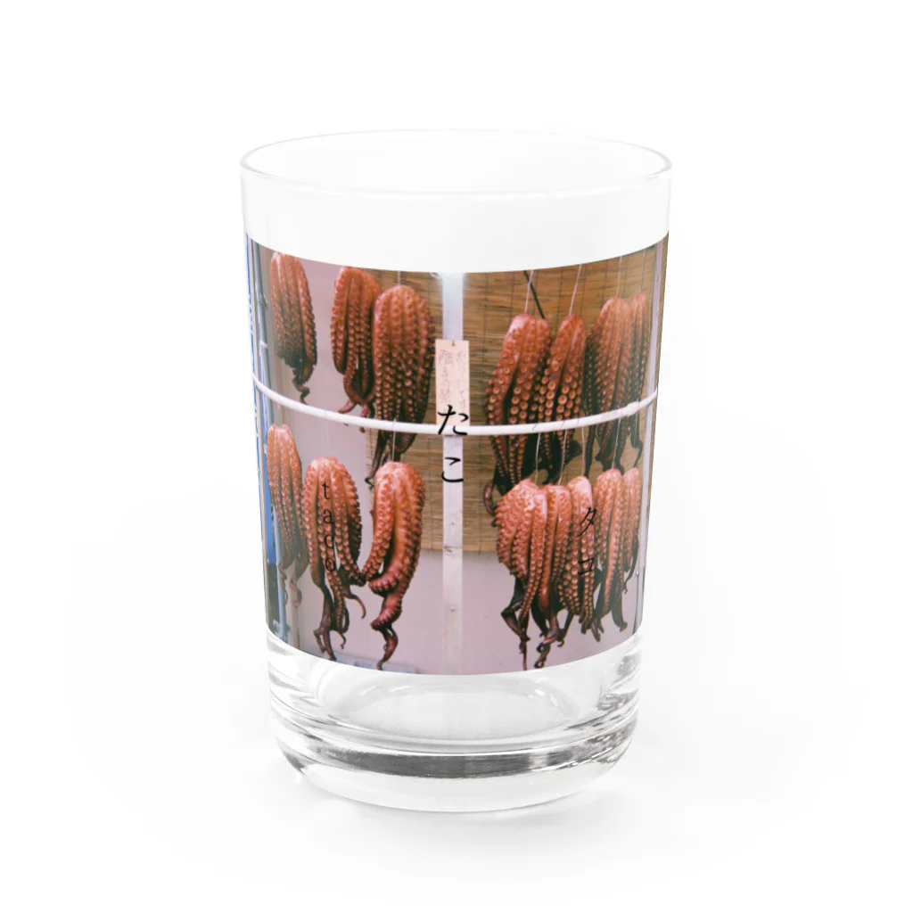 青 海 フィルム 日常の文字入り たこ ｔａｃｏ タコ Water Glass :front