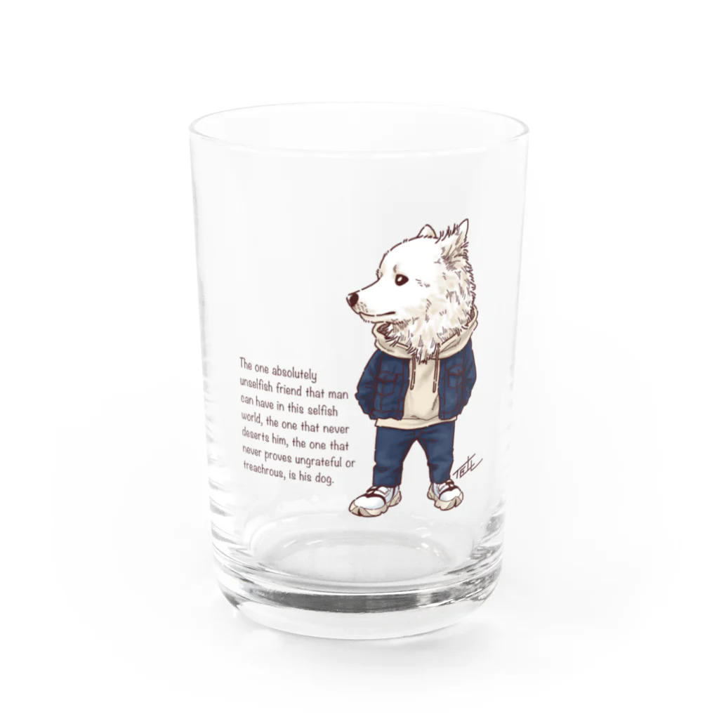 愛犬描処 プルーデンスのおしゃれサモエド Water Glass :front