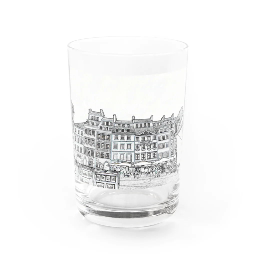 モモンヌの洋服屋さんのワルシャワ旧市街 Water Glass :front