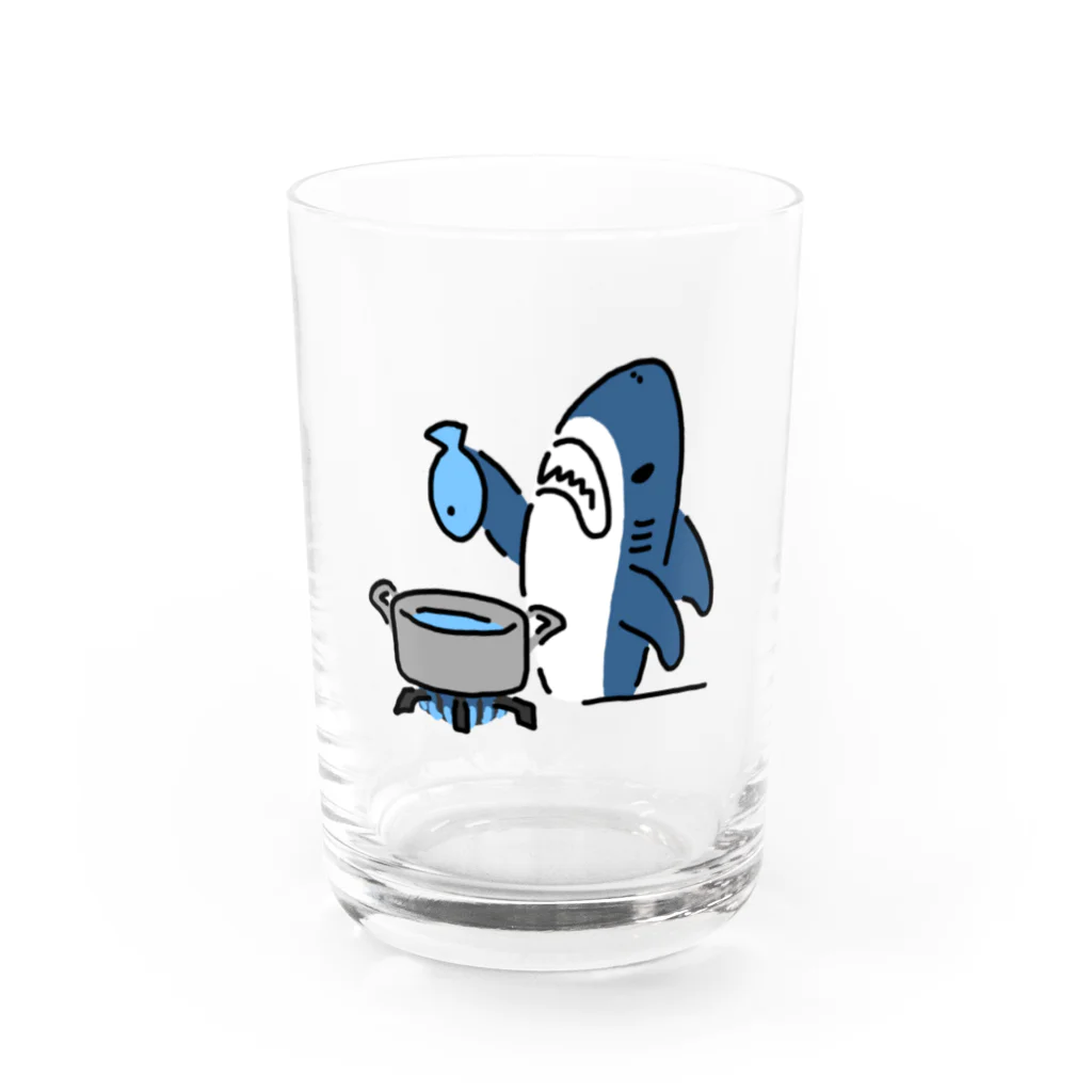 サメ わりとおもいの魚を茹でるサメ Water Glass :front