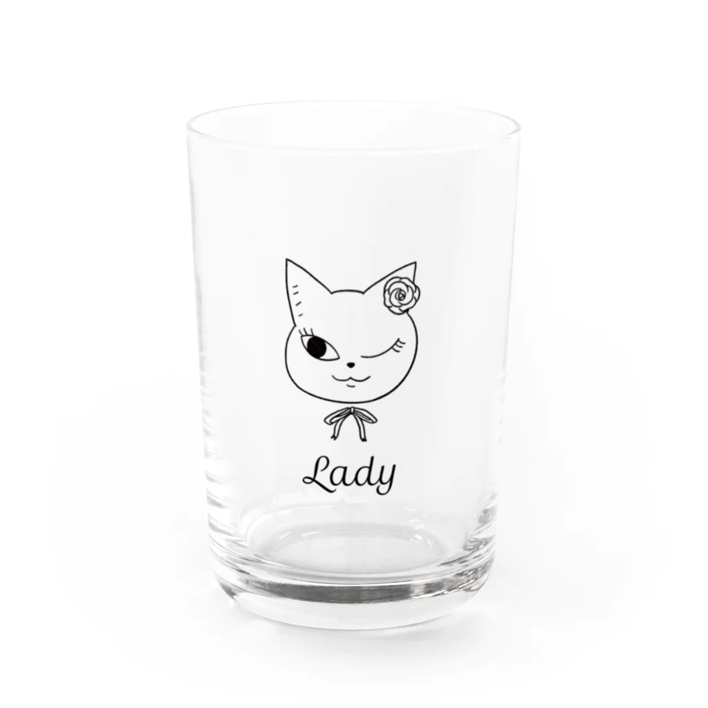 猫ざんまいのレディーねこ Water Glass :front