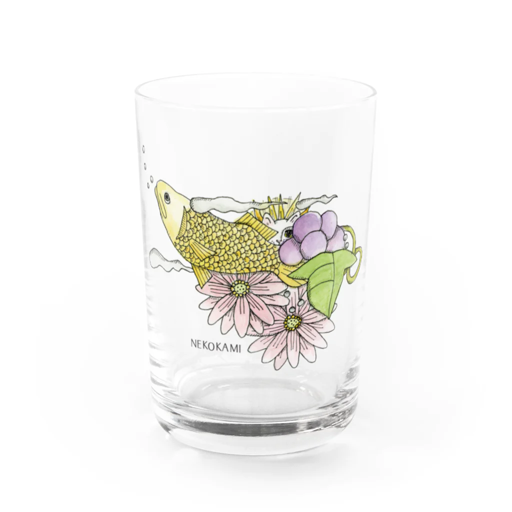 ブリキ屋の猫神さまの仲間（アロ左向き） Water Glass :front