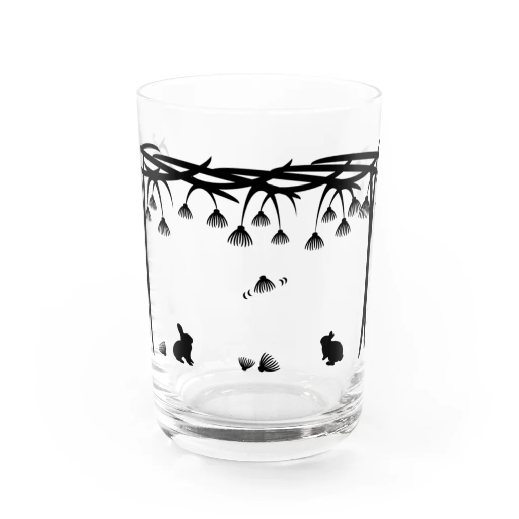 うさぎのきた道&の白黒木兎d Water Glass :front