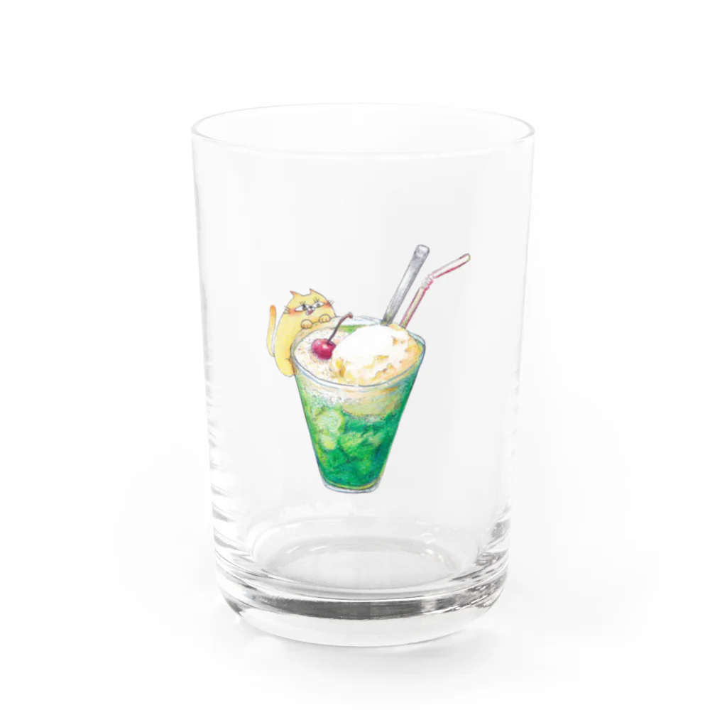 ぐーにゃんのごちそうさがしのクリームソーダ(いやしんぼ編) Water Glass :front