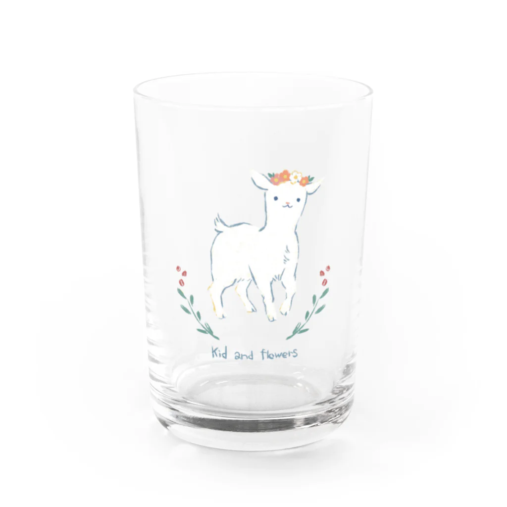 可愛さと暴力のヤギと花 Water Glass :front