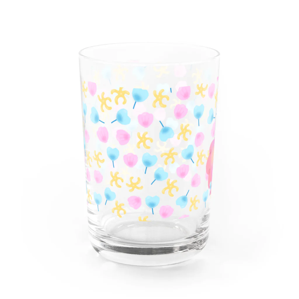 リリラレのスパンコール💙シェル総柄 Water Glass :front