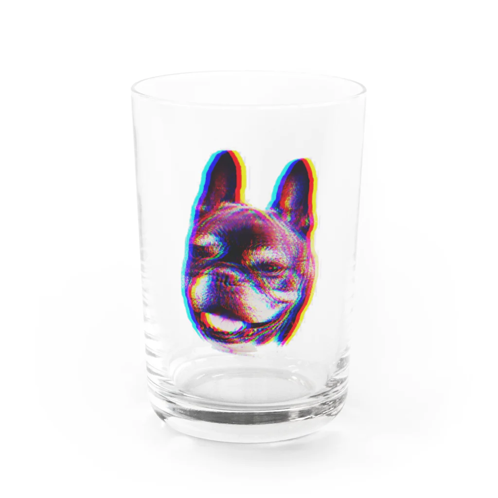 愛犬のドッグフード代を稼ぐTシャツ屋さんのにっこりマメ(レインボー) Water Glass :front