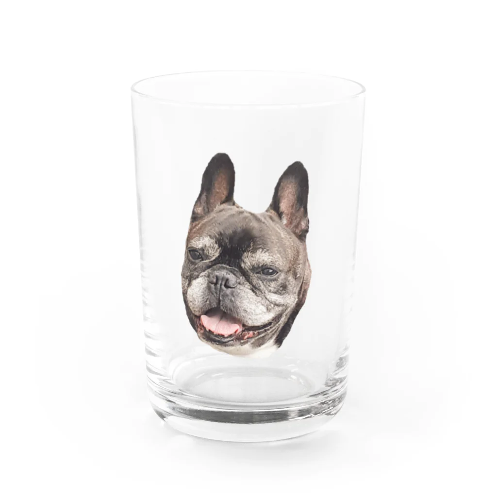 愛犬のドッグフード代を稼ぐTシャツ屋さんのにっこり犬マメ(リアル) Water Glass :front