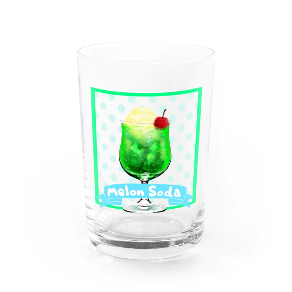 ざしきむすめのMelon Soda(文字あり) Water Glass :front