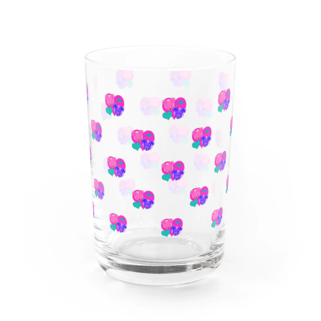 よく学べ、よくあそべ、すけべ。ver.SUZURIのすけべあちゃんカップル総柄グラス Water Glass :front