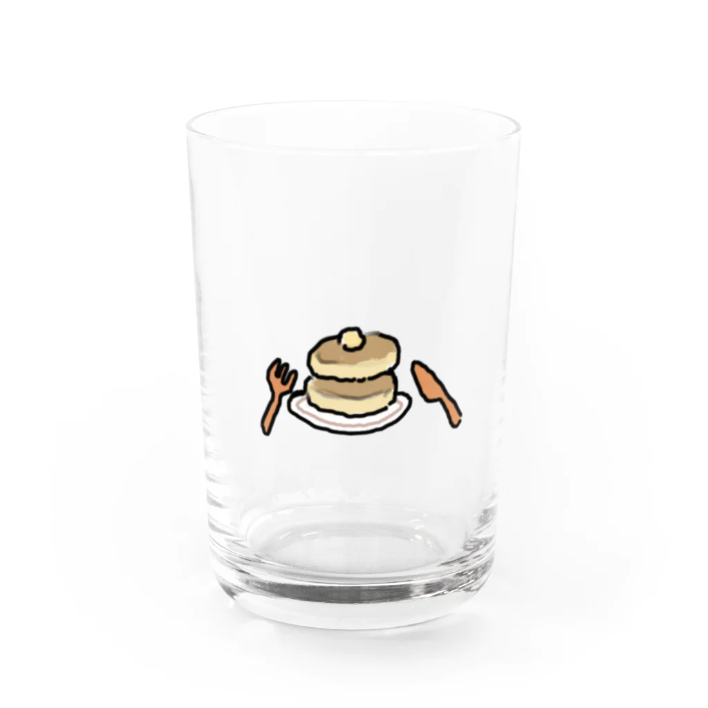 suzuri はちお店のホットケーキ Water Glass :front