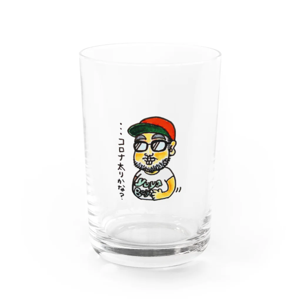 いんでないかいストアのコロナ太りユンドウ Water Glass :front