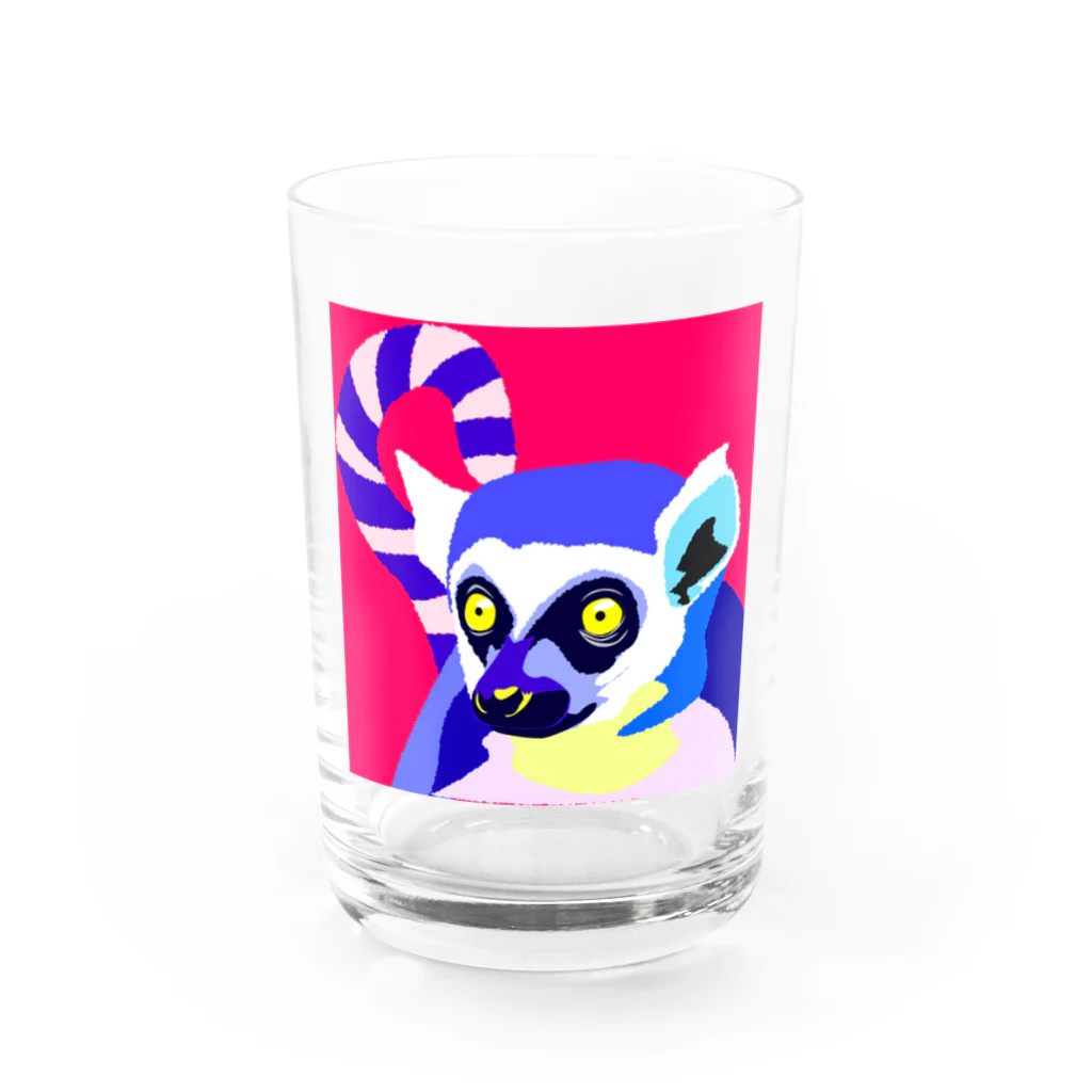 おさるのお店のワオキツネザル　ビビットver Water Glass :front