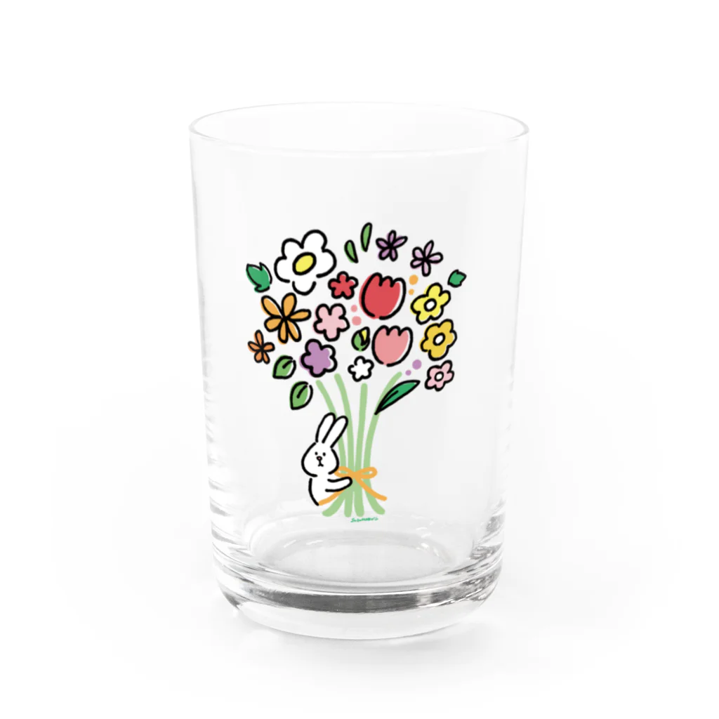 suzuharu_no_goodsのうささんとお花 Water Glass :front