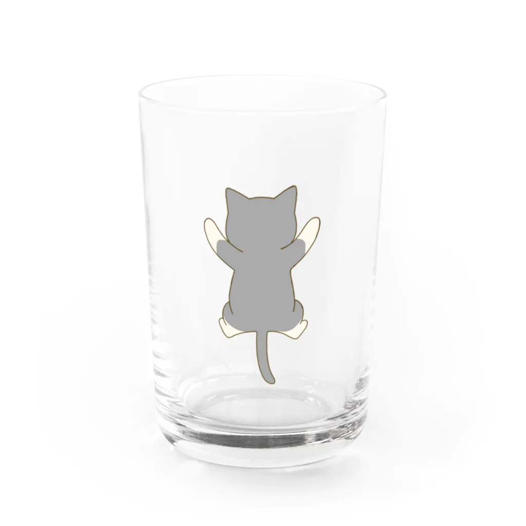 かわいいもののおみせ　いそぎんちゃくのしがみつく灰白猫 Water Glass :front