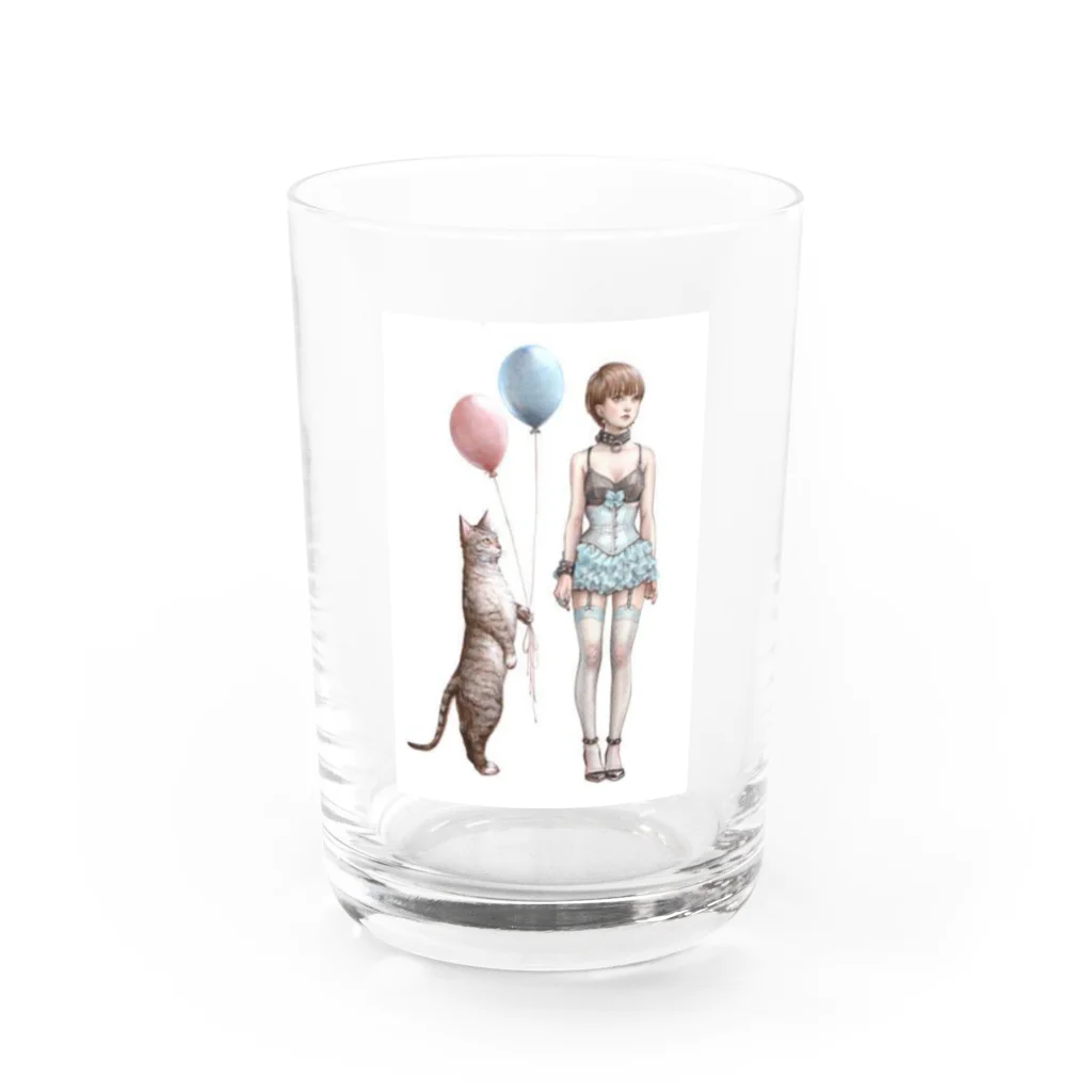 桂Keiのネコと少女 Water Glass :front