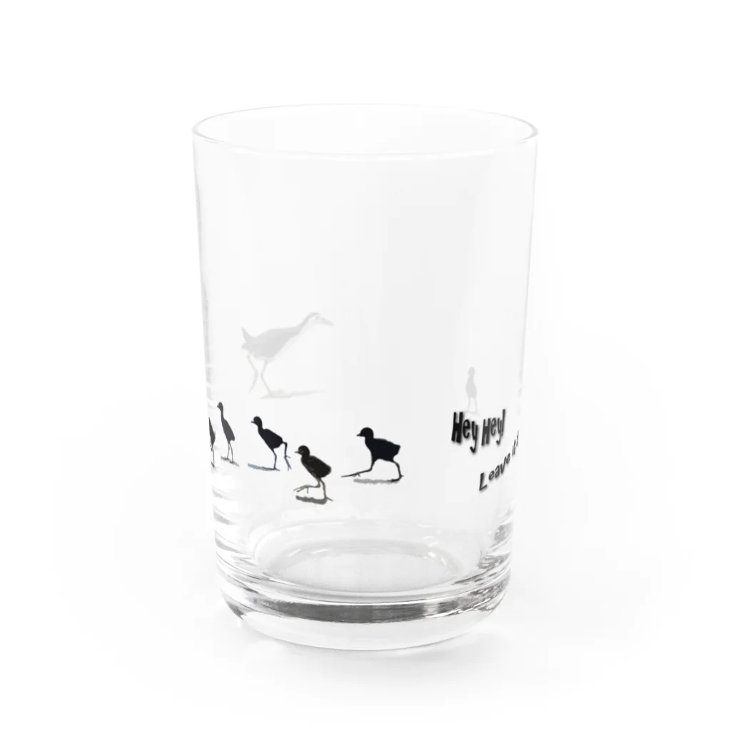 南ぬ楽園「ぱいぬらくえん」のシロハラクイナ親子 Water Glass :front