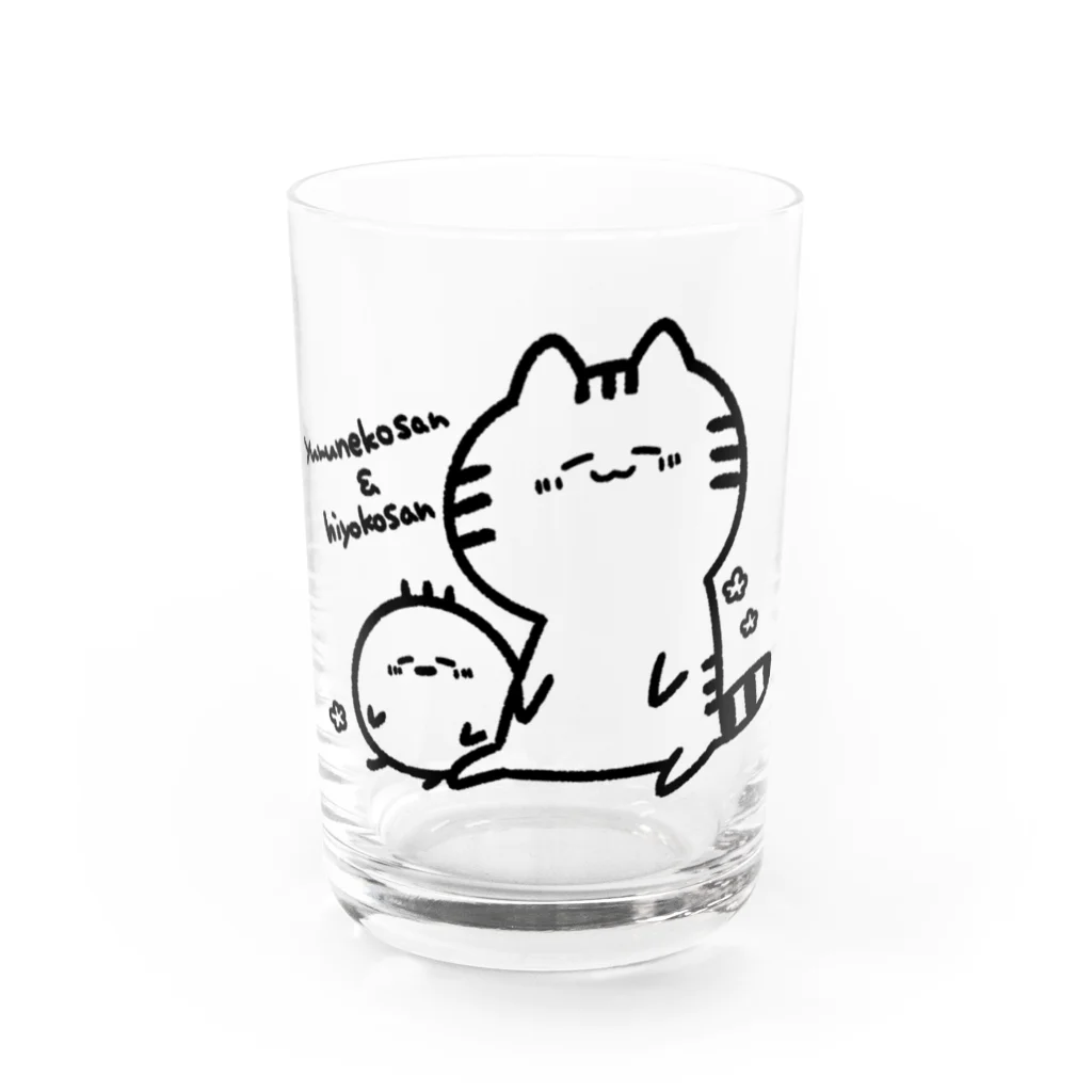 こめひとつぶ。のゆるねこさんとひよこさん。 Water Glass :front