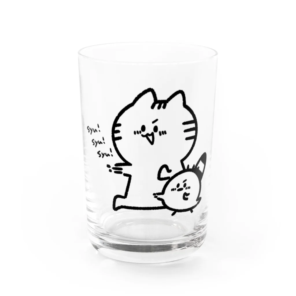 こめひとつぶ。のゆるねこさんとひよこさん。 Water Glass :front