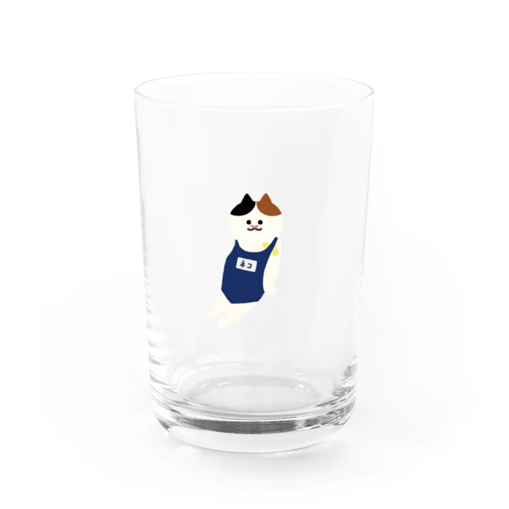 SUIMINグッズのお店のスクール水着のねこ Water Glass :front