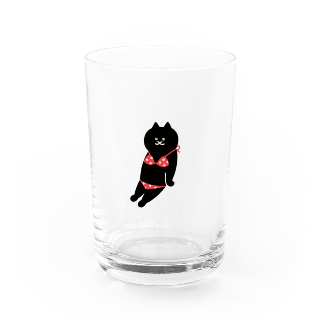SUIMINグッズのお店の赤いビキニのねこ Water Glass :front