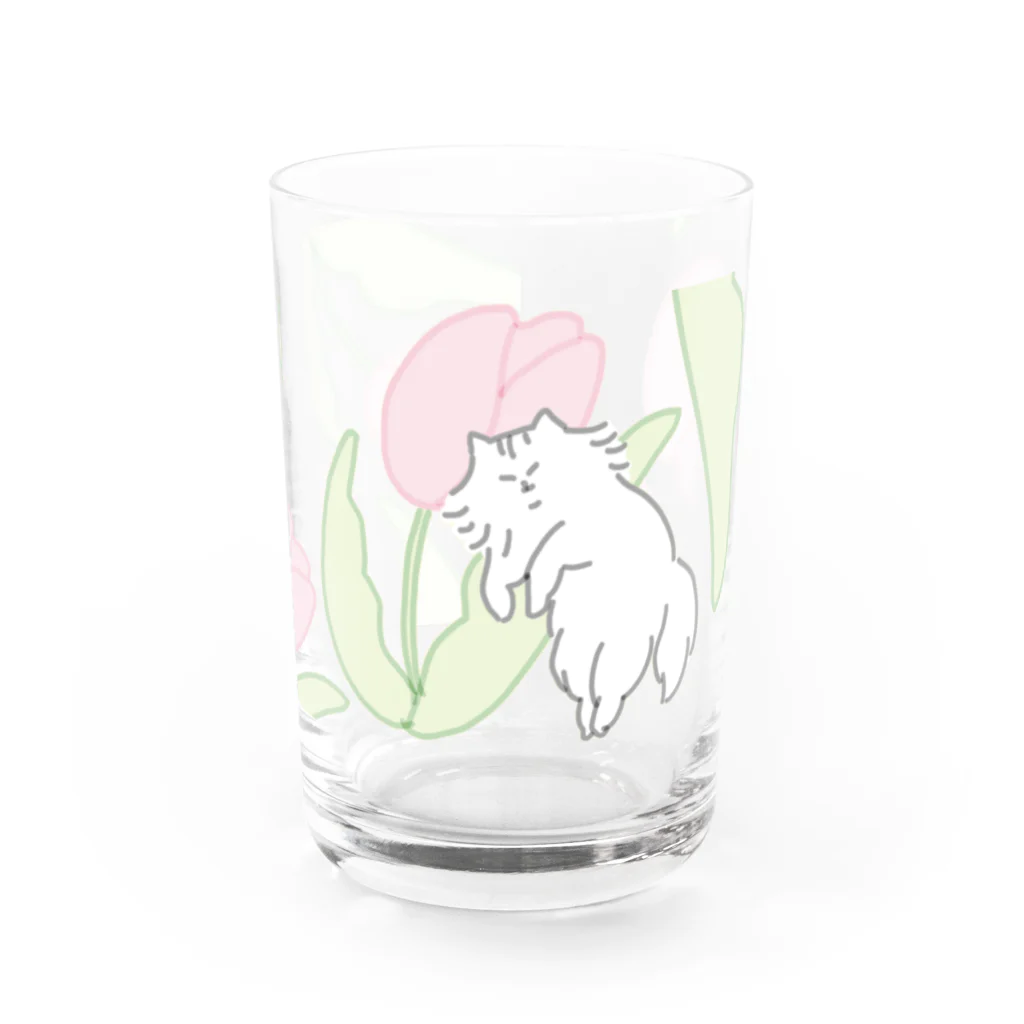 nascos.のピンクのチューリップ Water Glass :front