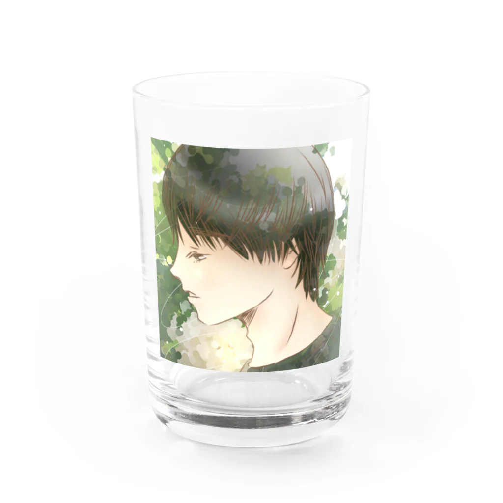 たまたまの横顔と薔薇 Water Glass :front