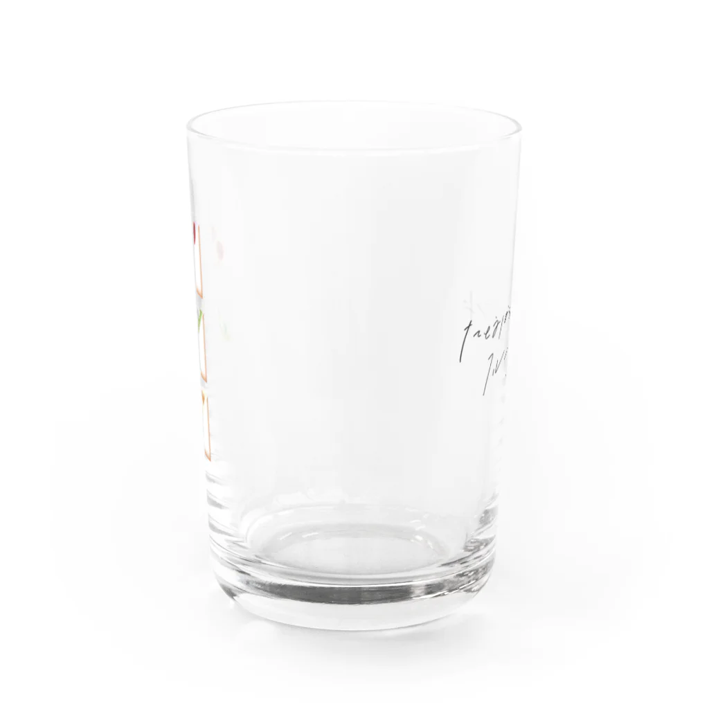 にしむー食堂の雑貨屋さんの春のフルサンセット(文字といっしょ） Water Glass :front