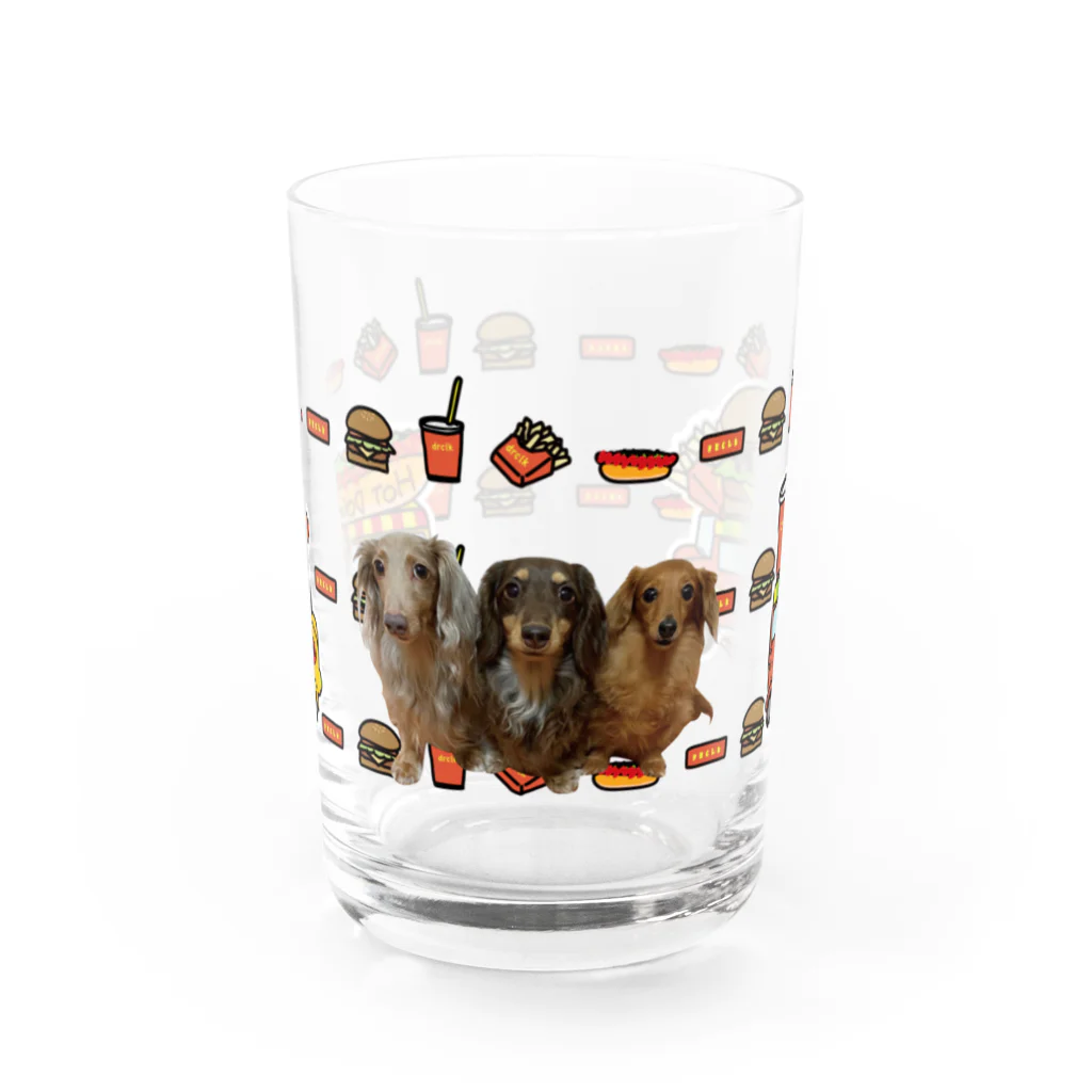 DaDaDachshundのdrclkhotdogbarger Water Glass :front