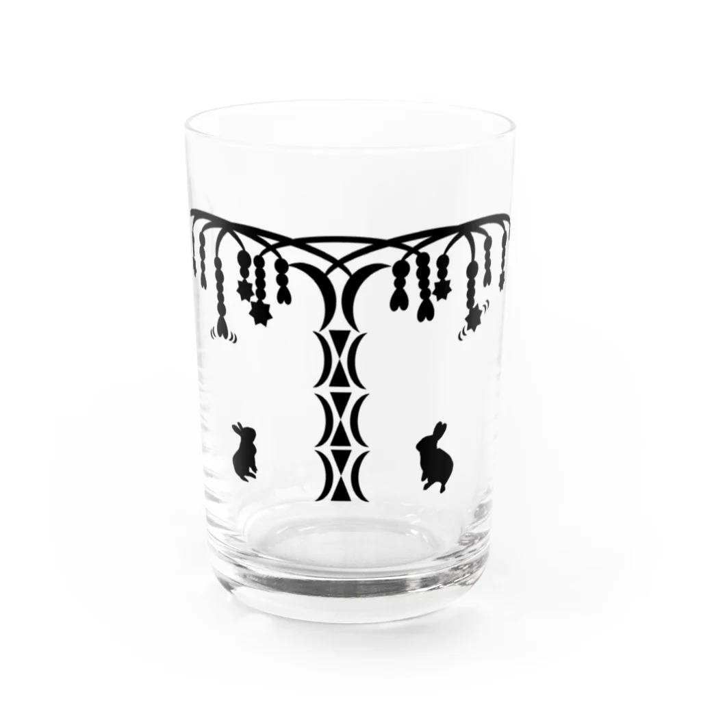 うさぎのきた道&の白黒木兎e Water Glass :front